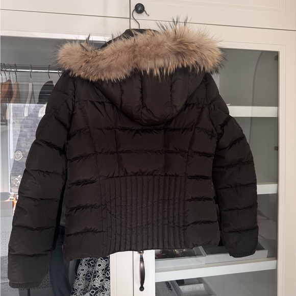 MONCLER Women's Black Puffer Jacket with Fur Trim - Picture 11 of 12